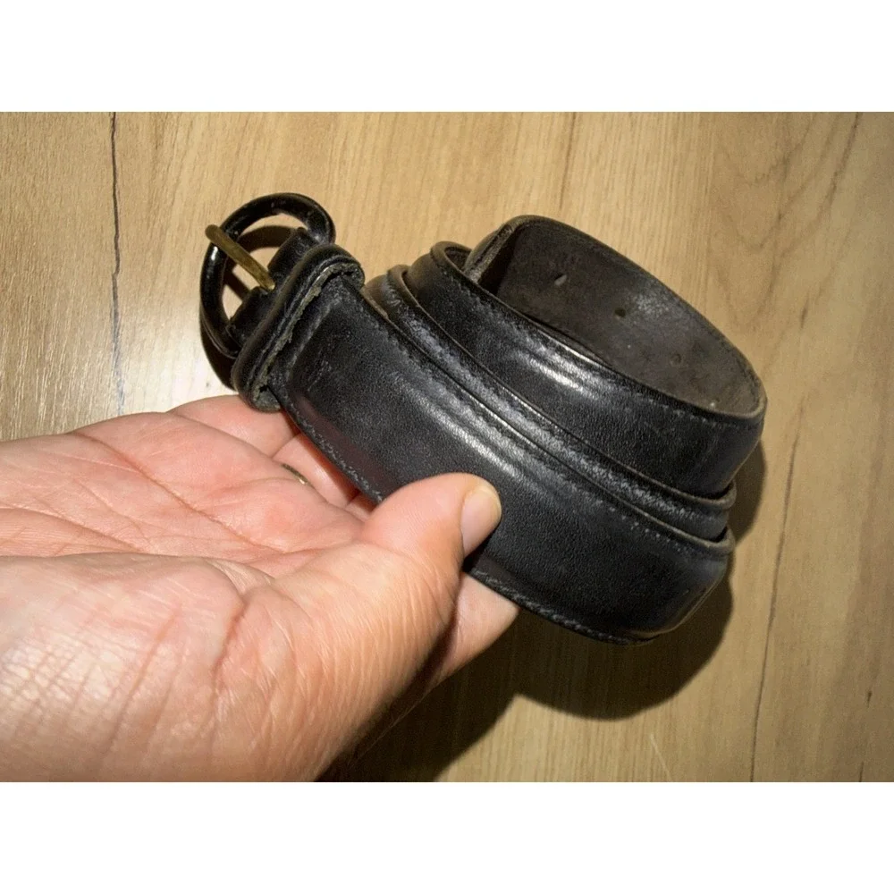 Polo Ralph Lauren Medium Black Belt Gold Tone Buckle Genuine Italian Leather